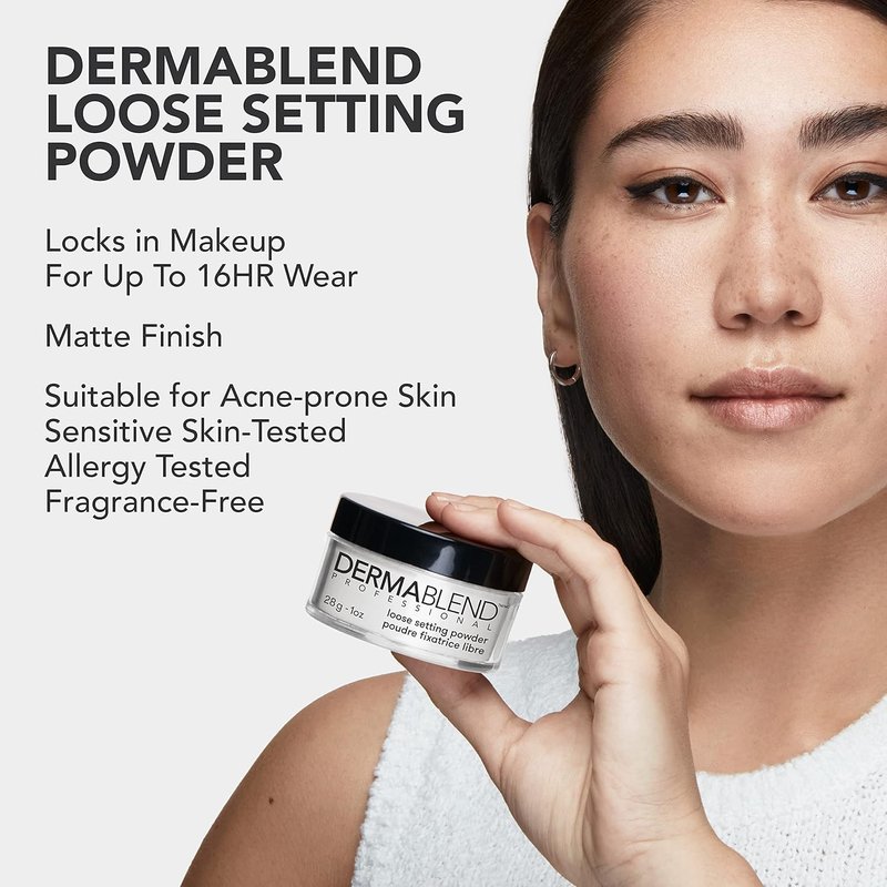 Dermablend Loose Setting Powder - Finishing Face Powder for Light, Medium & Tan Skin Tones | Long-Lasting Matte Finish