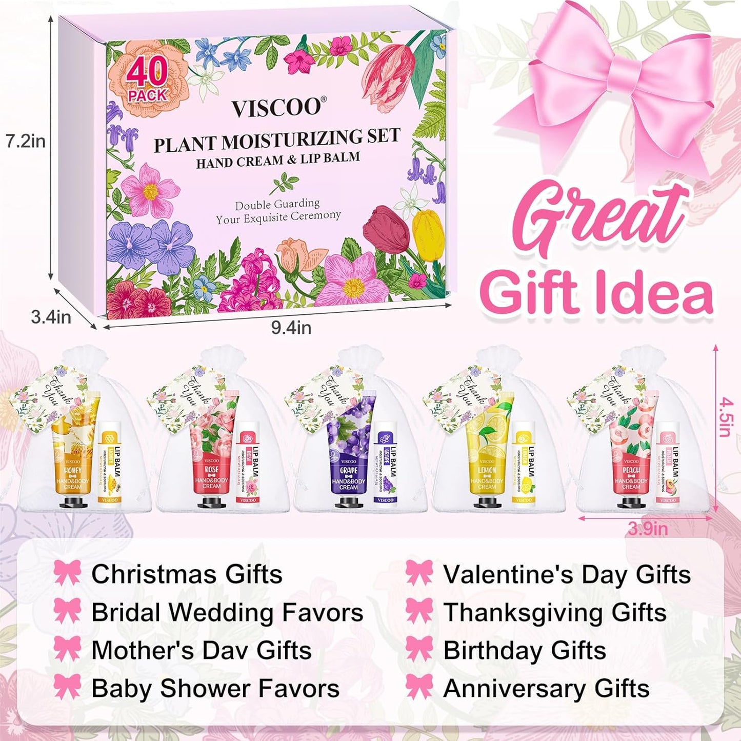 Bulk Lip Balm and Hand Cream Set - 40 Pack | Perfect Teacher Appreciation, Graduation, and Wedding Favors