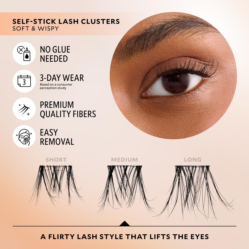 Velour-Xtensions™ Self-Stick Lash Clusters Everyday Natural, Self Adhesive Eyelashes with 18 Underlash Clusters, New No Glue Technology for Lightweight Effortless Lash Look at Home