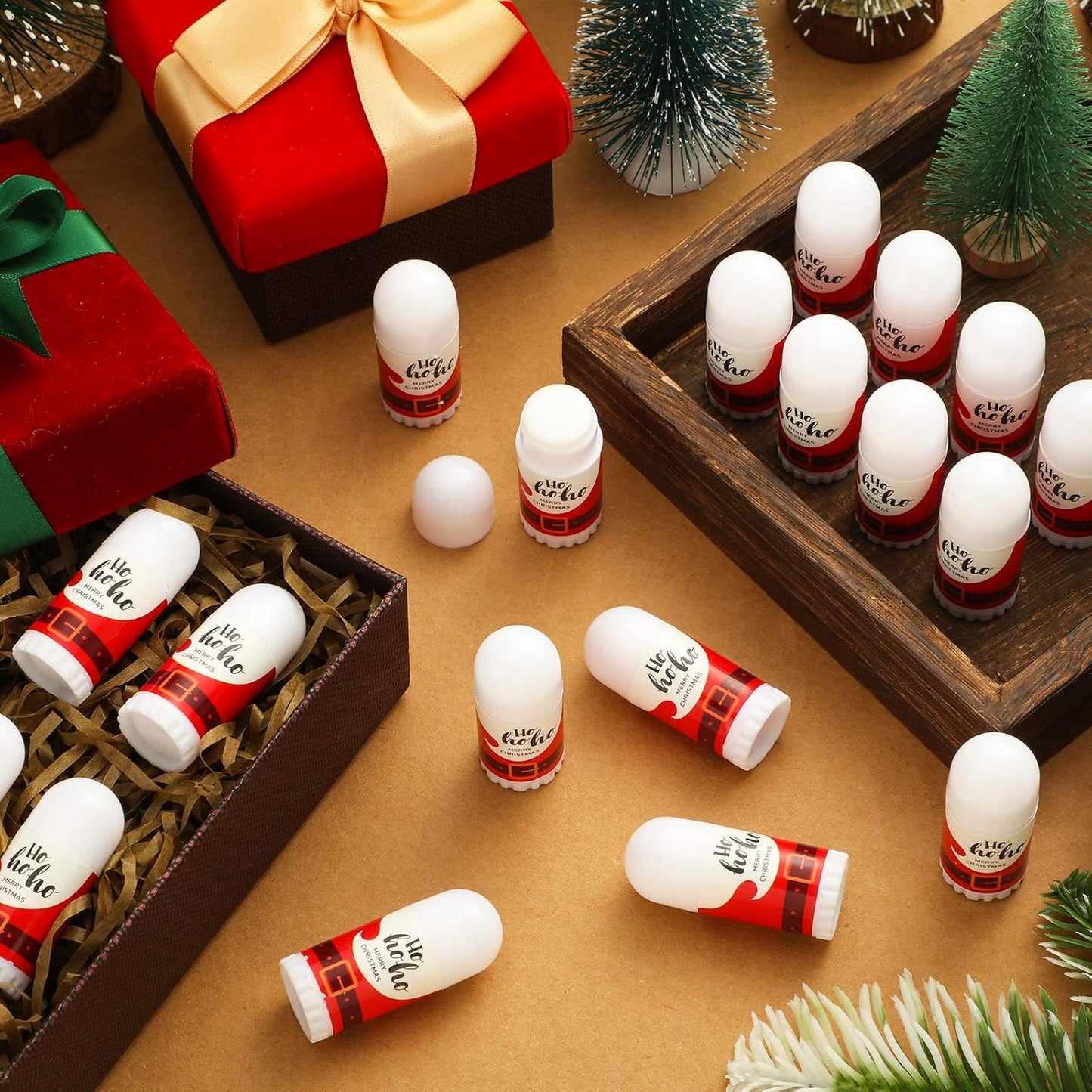 Christmas Mini Lip Balm Pack - 50 Assorted Flavors | Natural Beeswax Moisturizer for Dry Lips