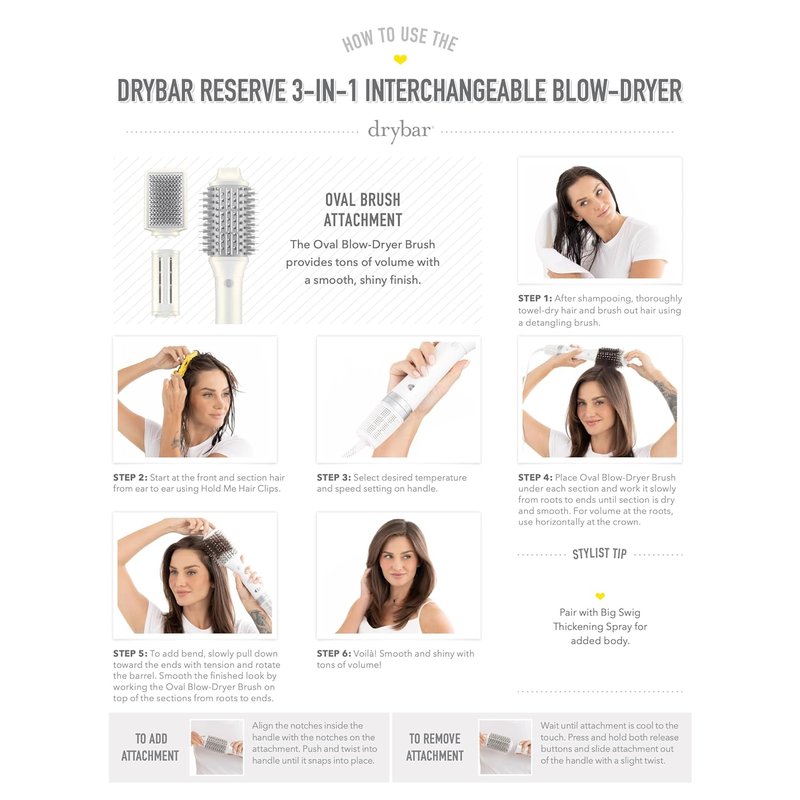 Drybar 3-in-1 Interchangeable Blow Dryer | Versatile Styling Tool for All Hair Types