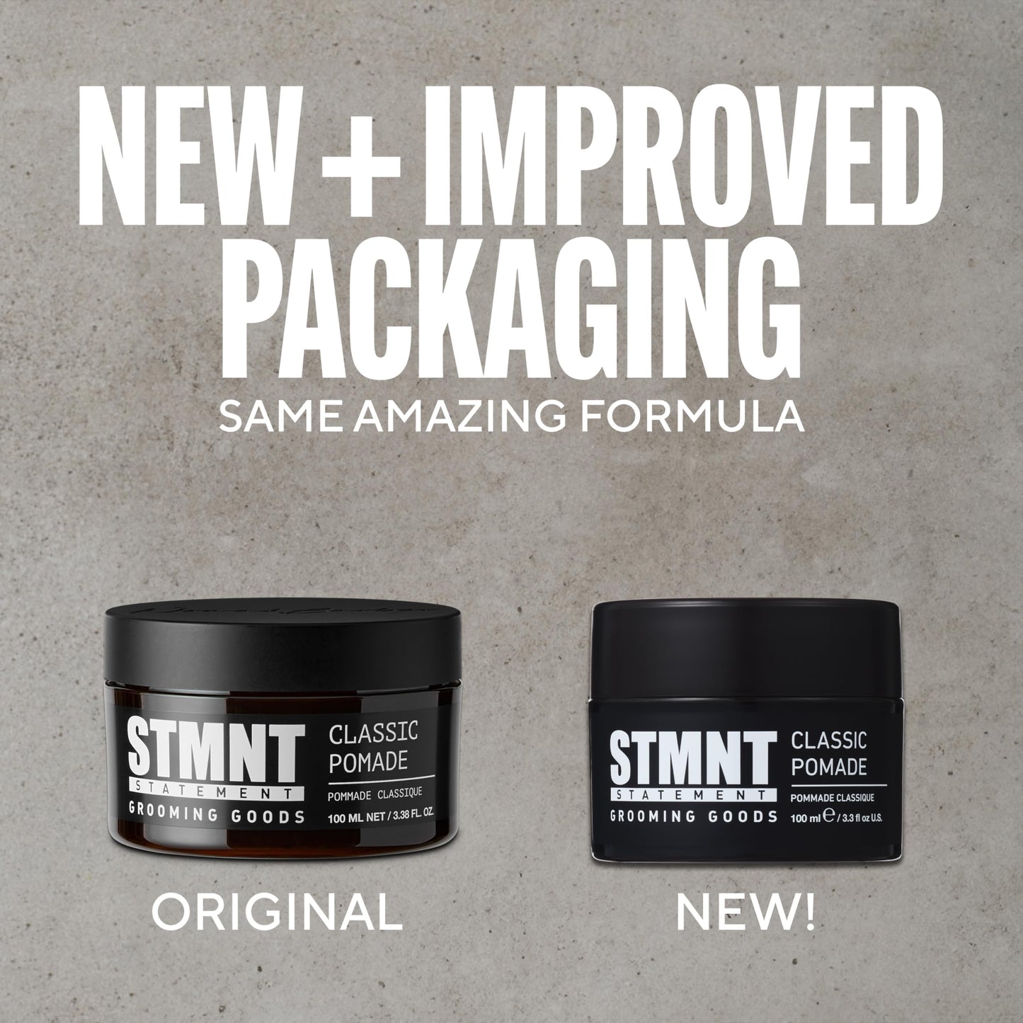 STMNT Grooming Goods Classic Pomade, 3.38 oz | Natural Shine | Strong Control | Easy to Wash Out