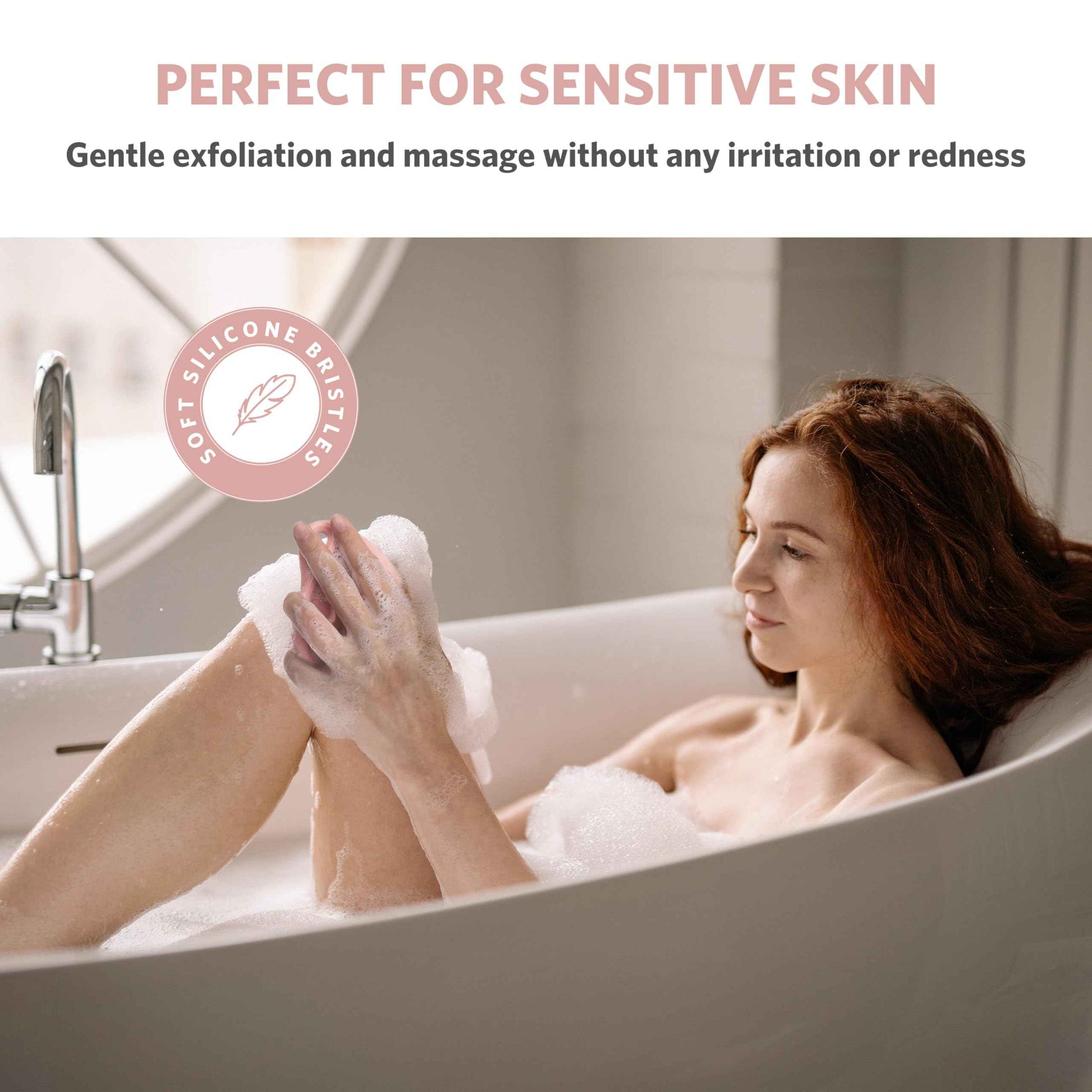 Sndyi Silicone Body Scrubber, Gentle Exfoliating Body Scrubber for Sensitive Skin, Leaf Shaped Shower Scrubber for Body with Lathering Bristles, Silicone Loofah Body Brush for Showering, 2PCS