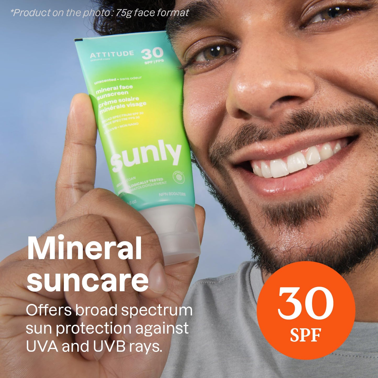 ATTITUDE Mineral Sunscreen SPF 30, Zinc Oxide Broad Spectrum UVA/UVB Protection, Face & Body, Dermatologically Tested, Vegan, Unscented, 5.2 Oz