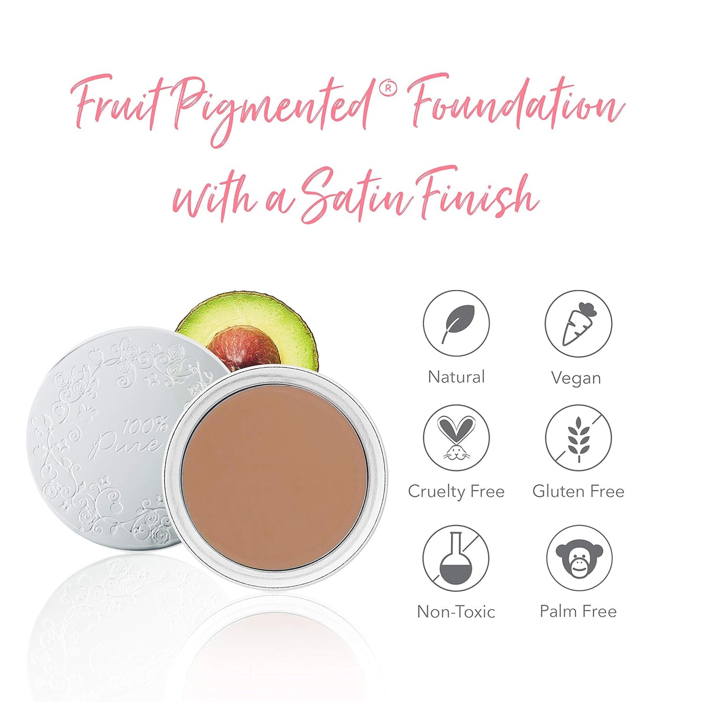Cream Foundation Concealer - Medium to Full Matte Coverage | Vegan Fruit Pigmented Toffee Color - 0.32 oz