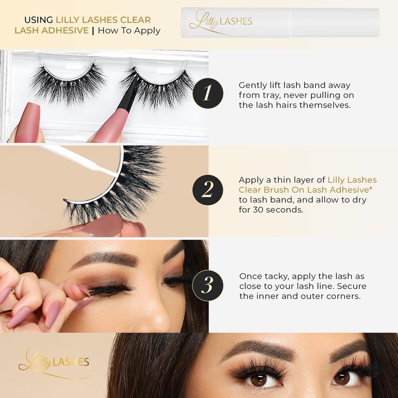 Lilly Lashes Miami Lite Faux Mink Strip Lashes, Light Brown, Reusable, No Glue Included