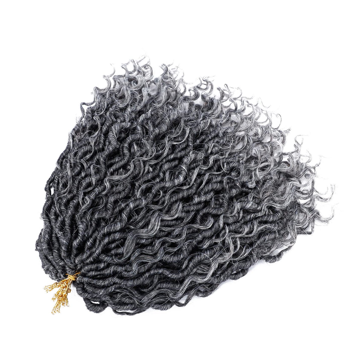 LIYATE Goddess Locs Crochet Hair 18 Inch 6 Packs Faux Locs Gray Crochet Hair for Black Women Pre Looped Soft River Loc Crochet Braids with Curly Hair Boho Loc Hair Extensions(T1B/Gray)
