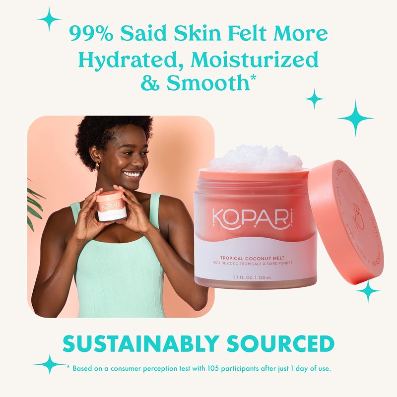 Kopari Organic Coconut Melt | Multi Purpose Skin Moisturizer, 100% Unrefined Coconut Oil Skin Care For Body, Hair, Face | Vegan, Cruelty Free, Paraben & Sulfate Free | 5.1 Oz