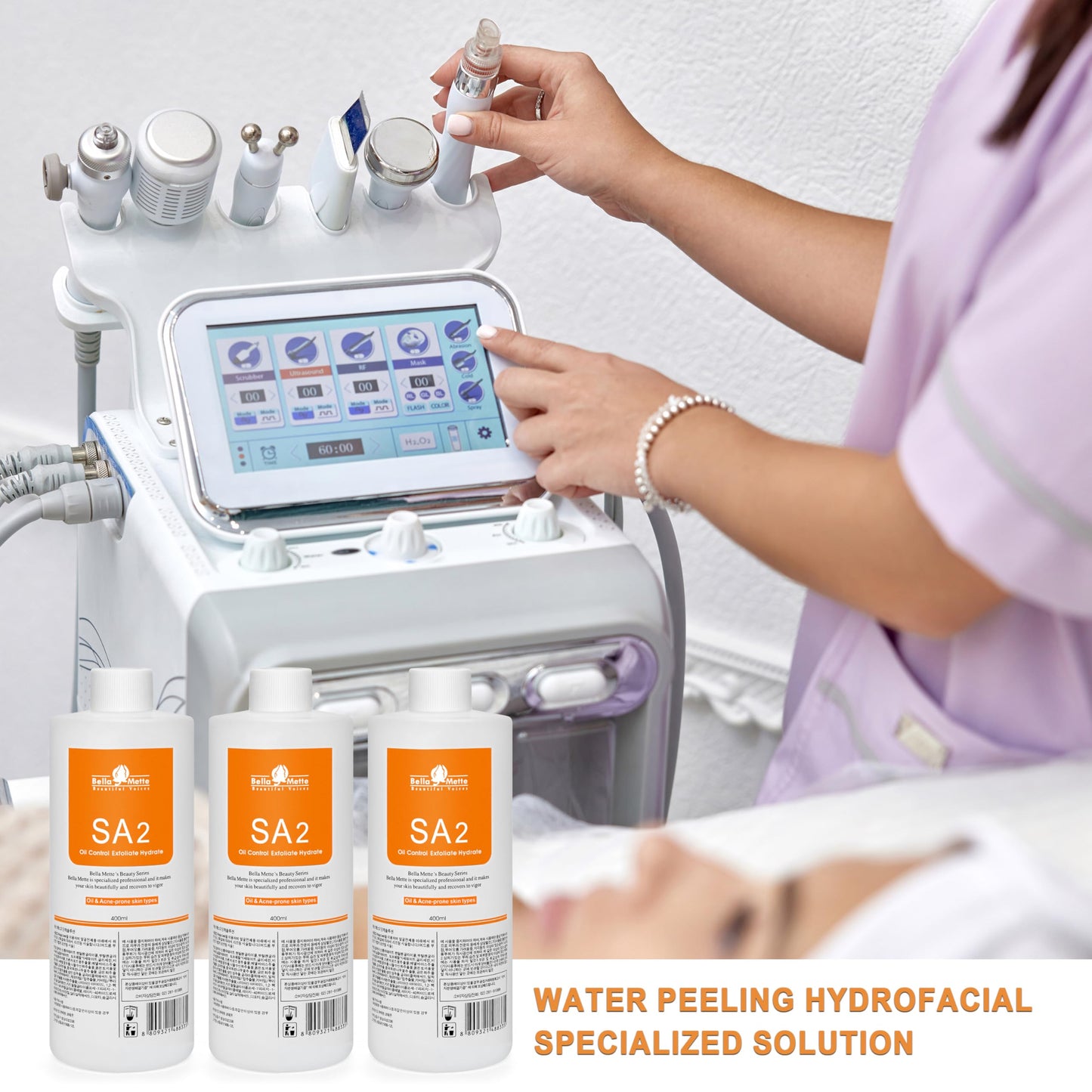 AS1 SA2 AO3 Aqua Peeling Solution Skin Care Aquapeel Serum for Facial Dermabrasion Machine Cleansing and Moisturizing 400ml/14.1Fl.oz Set of 3 Bottles SA2 Elitzia ETSA02
