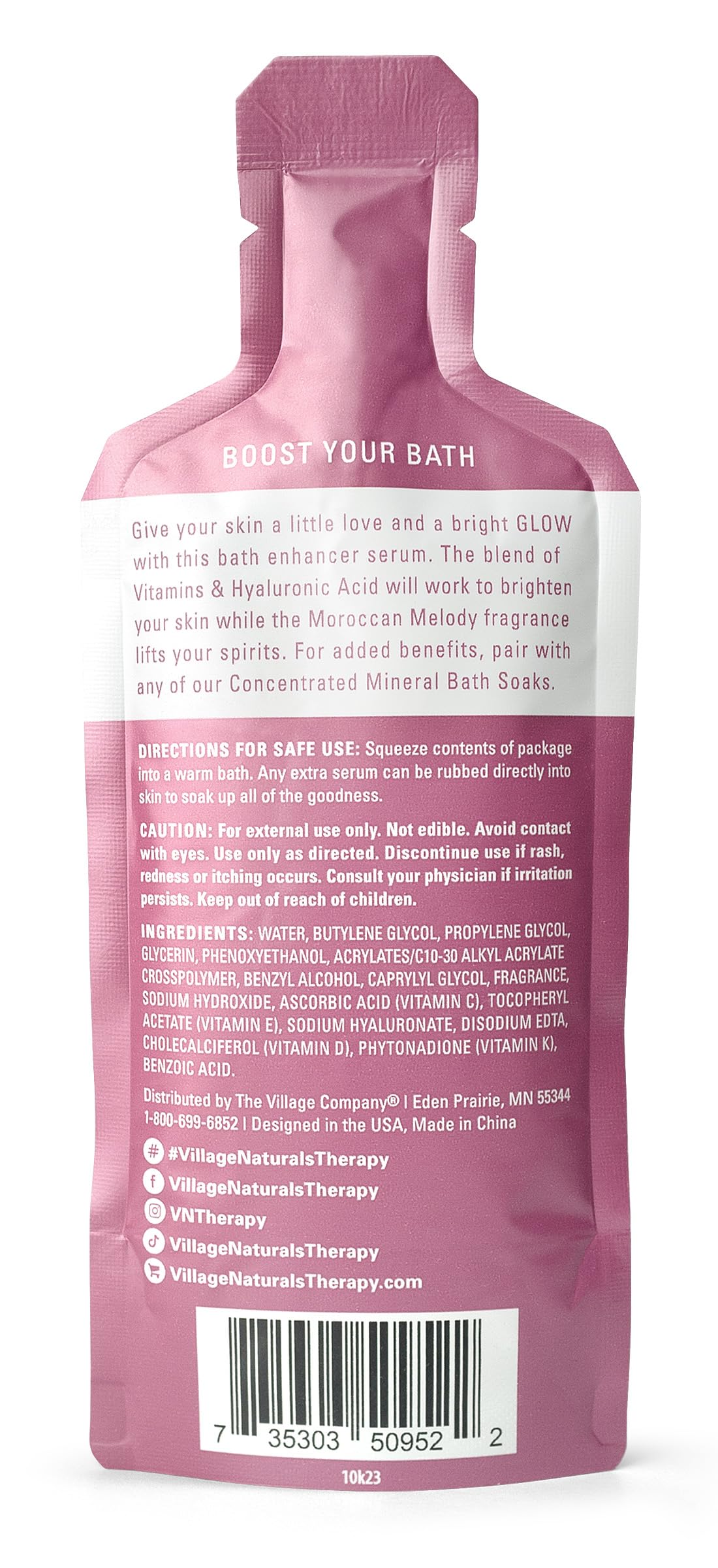 Village Naturals Therapy Glow Bath Enhancer Vitamin Booster Serum, Morrocan Melody Scent, 2 fl. oz., Pack of 12