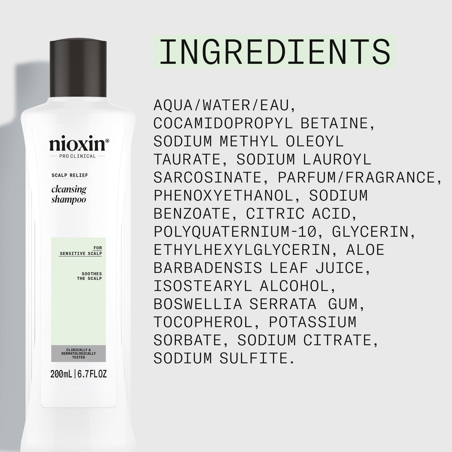 Nioxin Scalp Relief Cleansing Shampoo | For Sensitive Scalp | Made with Aloe Vera and Vitamin E | 6.7 Fl oz.