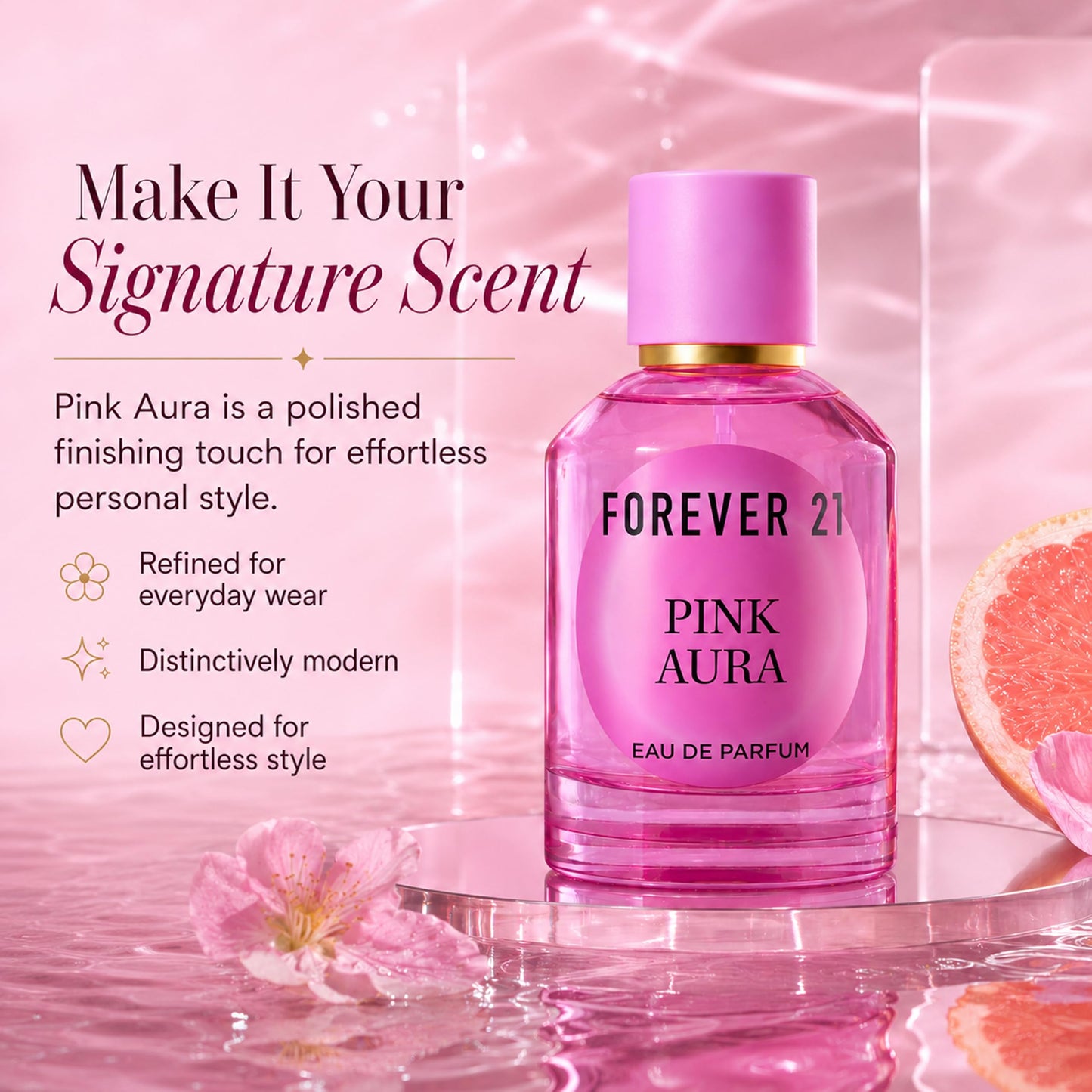 Pink Aura Eau de Parfum 3.4 fl. oz. for Her, by Forever 21