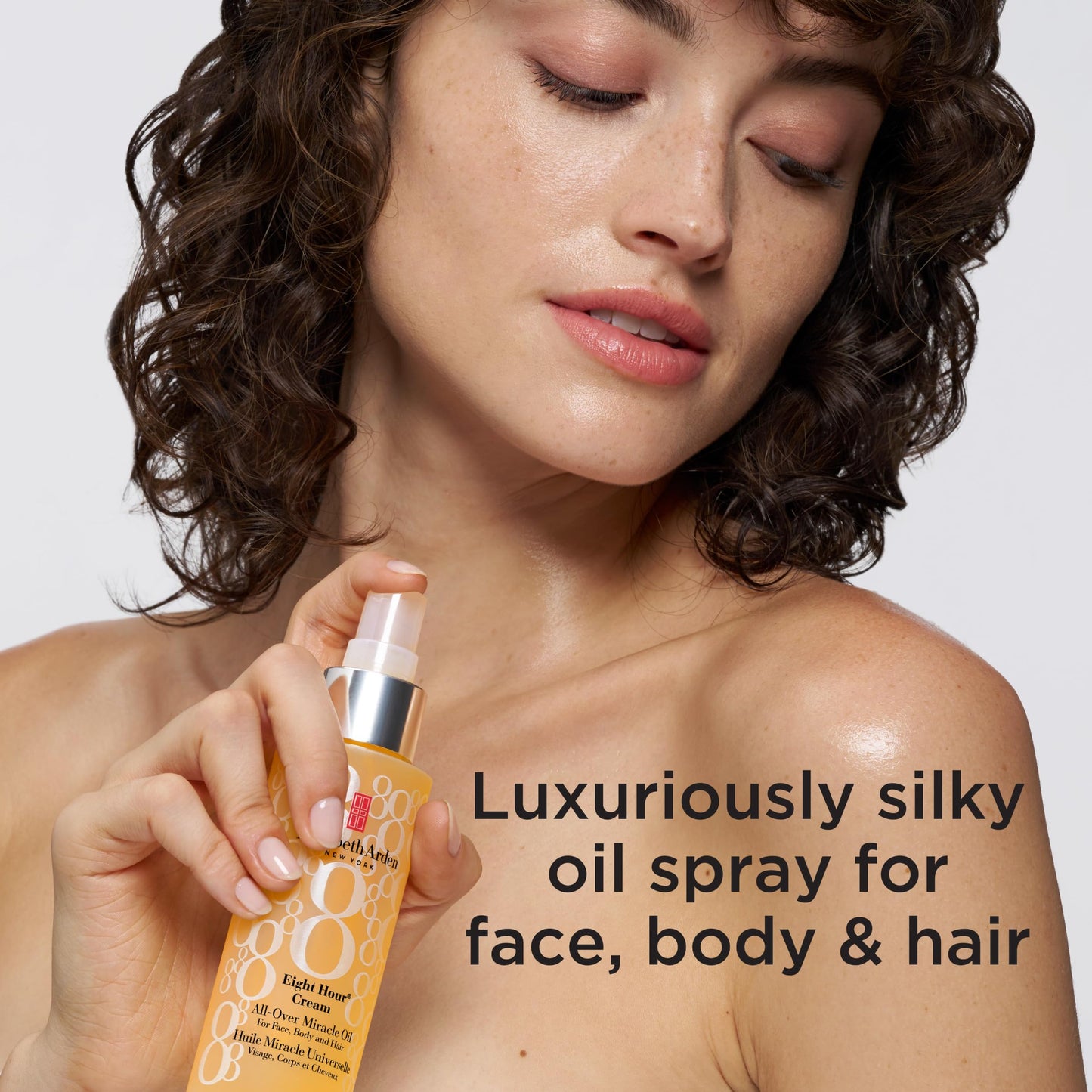Elizabeth Arden Eight Hour All-Over Miracle Oil, Hydrating Spray Moisturizer for Face, Body & Hair, Vitamin E & Tsubaki Oil, Non-Comedogenic, Lightweight, 3.4 oz
