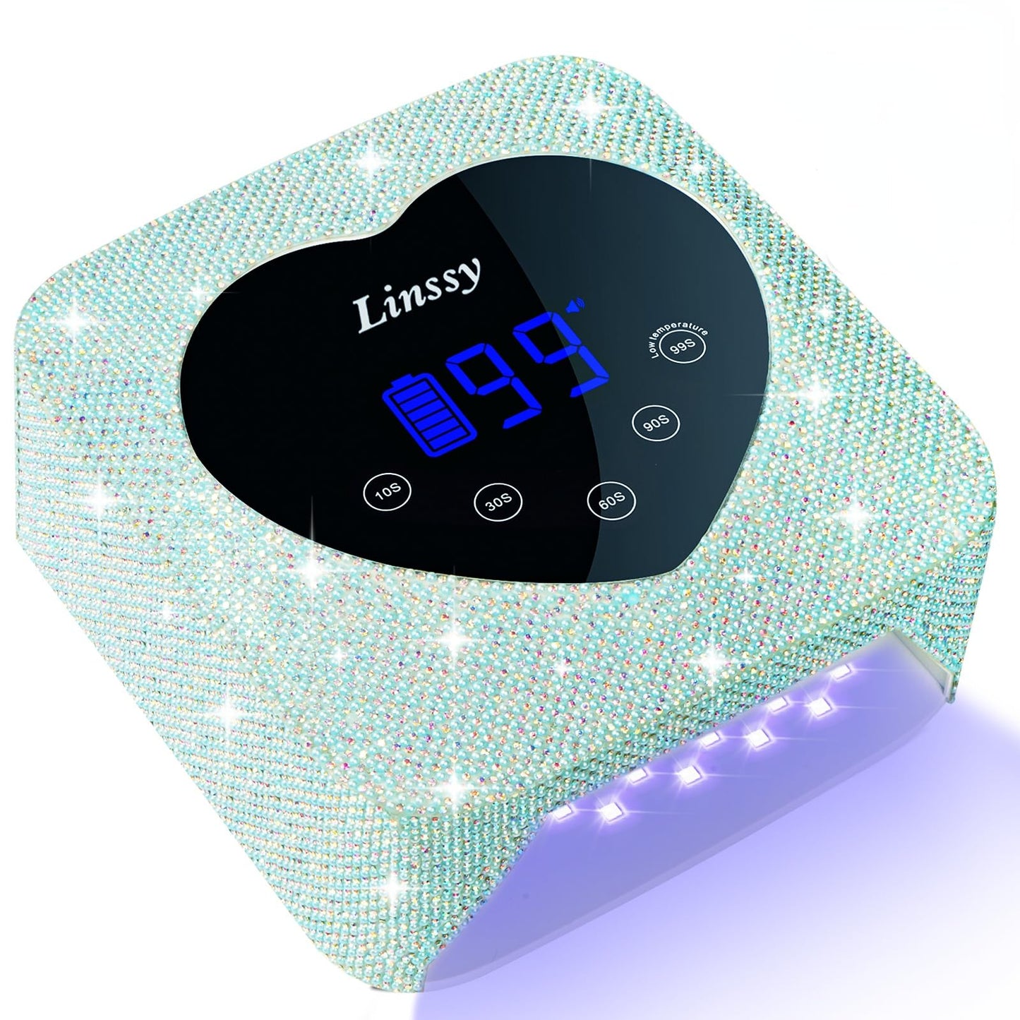 Linssy UV Nail Lamp, 72W Cordless Nail Lamp Nail Dryer with 5 Timer Settings, Large Heart Shape Smart LCD Screen with Touch Control UV Light for Nails, Professional LED Nail Lamp (Diamond)