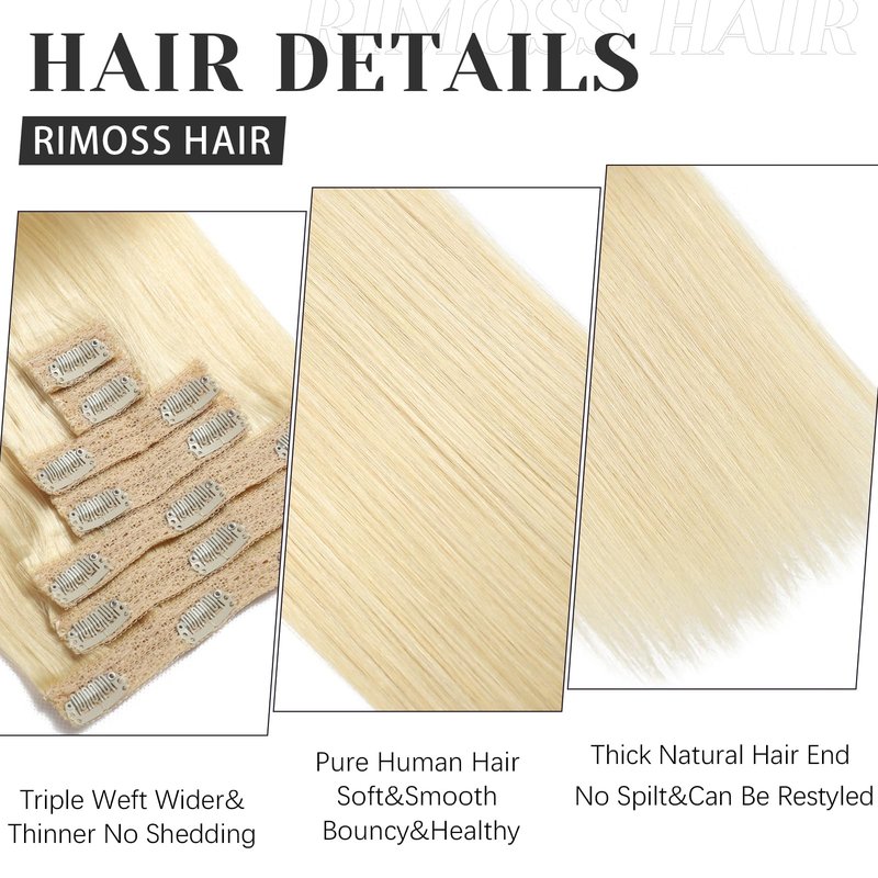 Rimoss Clip in Hair Extensions Real Human Hair - Burgundy Red Color, 14 Inch 7pcs - Soft Remy Human Hair Clip in Hair Extensions Straight for Women (#99J 14 Inch)