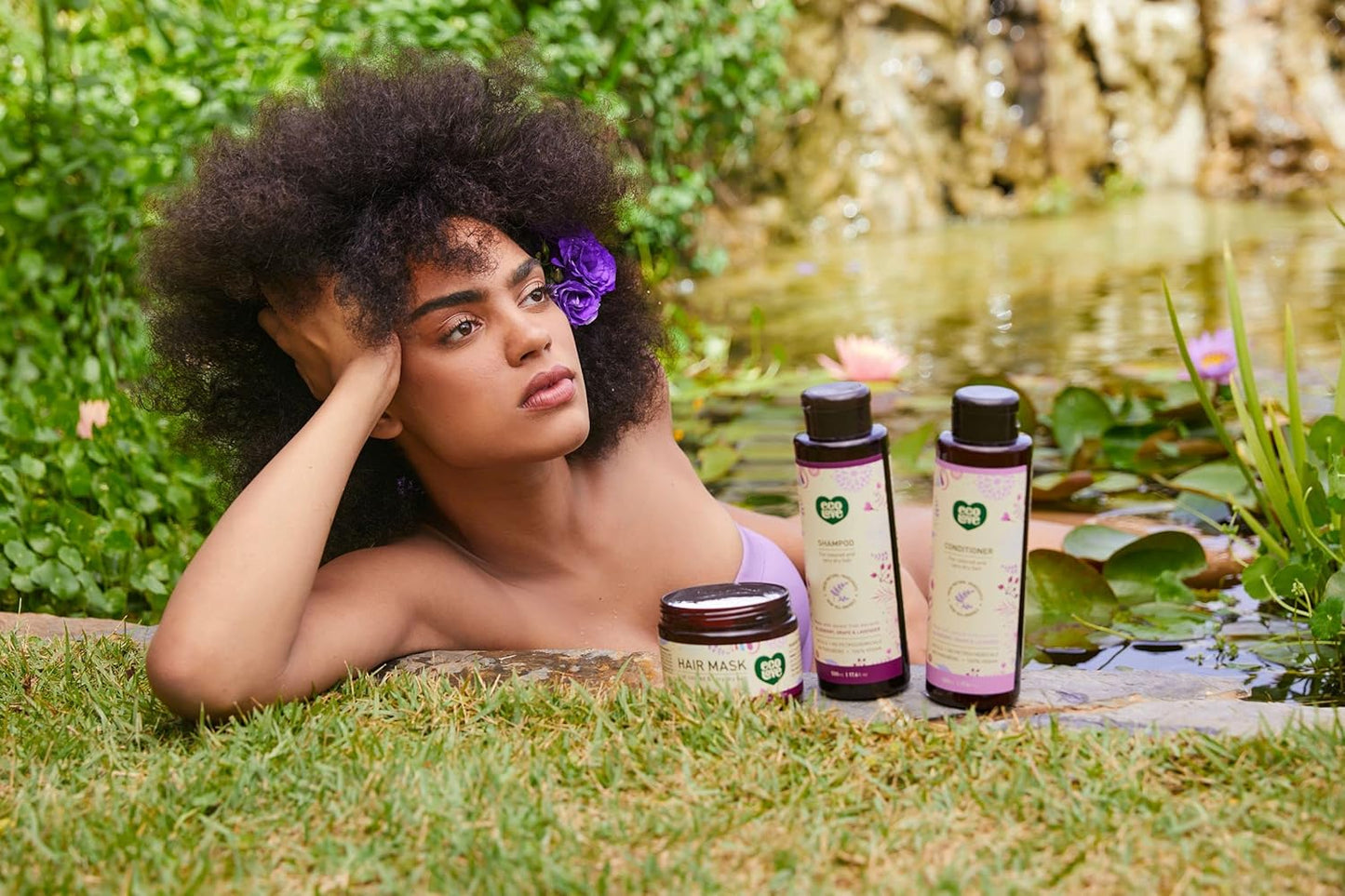 Natural Lavender Extract Hair Mask Bundle - Nourishing Conditioner & Shampoo for Dry, Damaged Hair
