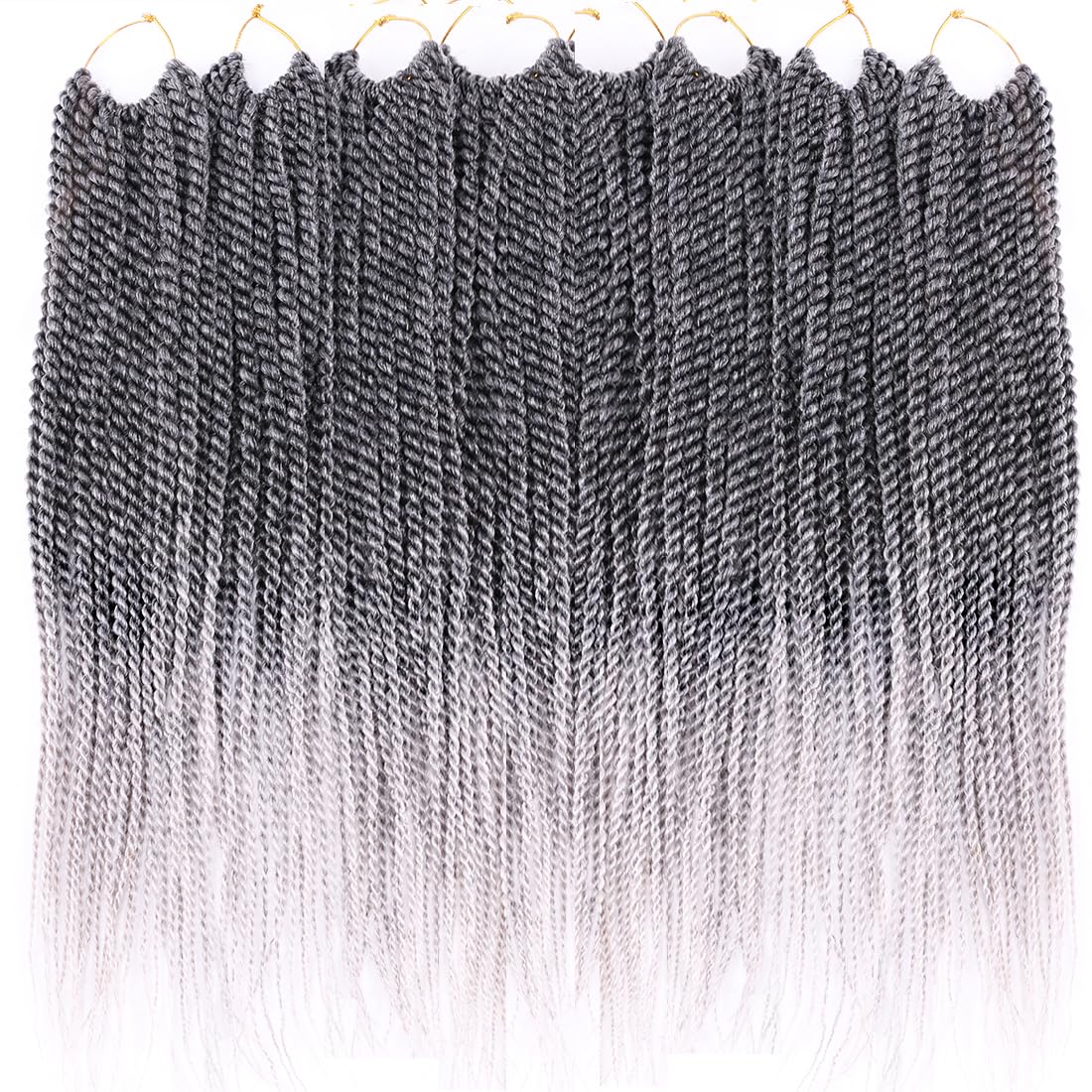 8 Packs Havana Twist Crochet Hair Silver Gray Senegalese Twist Medium Crochet Braid Omrbe Grey Crochet Braids Hair For Black Women Prelooped Twist Syntehtic Braiding Hair Extensions (Tgrey#)
