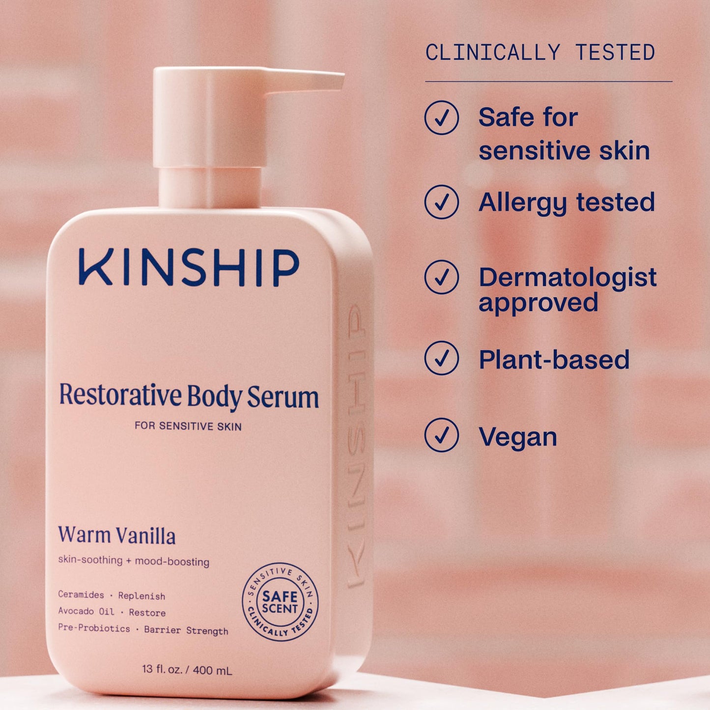 Kinship Restoring Body Serum for Dry Skin | Lightweight Hydrating Body Serum | Fragrance-Free, Vanilla, 13 oz