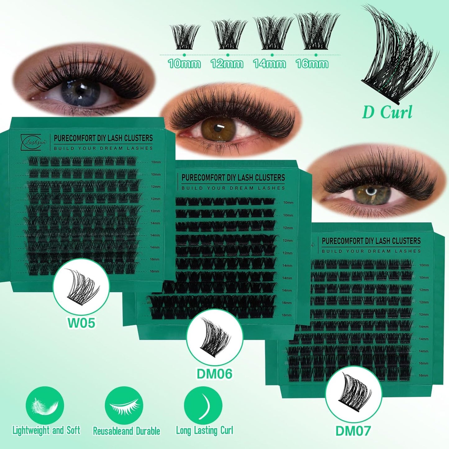 Lash Clusters Kit - Wispy Eyelash Extensions with Bond, Seal & Tools | 1170 Pcs, 7 Boxes