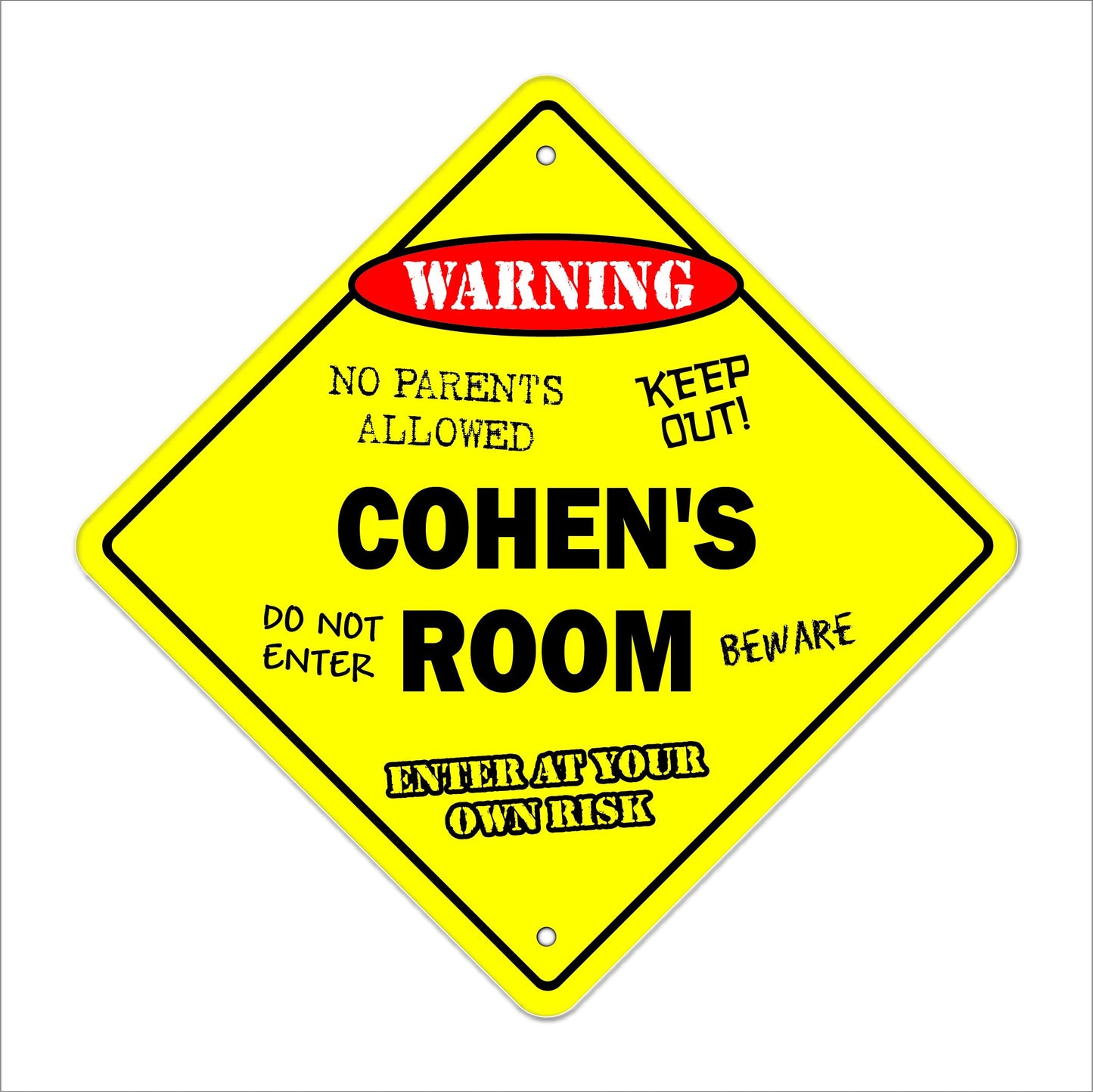 Cohen's Room Sign Crossing Zone Xing | Indoor/Outdoor | 12" Tall Kids Bedroom Decor Door Children's Name boy Girl