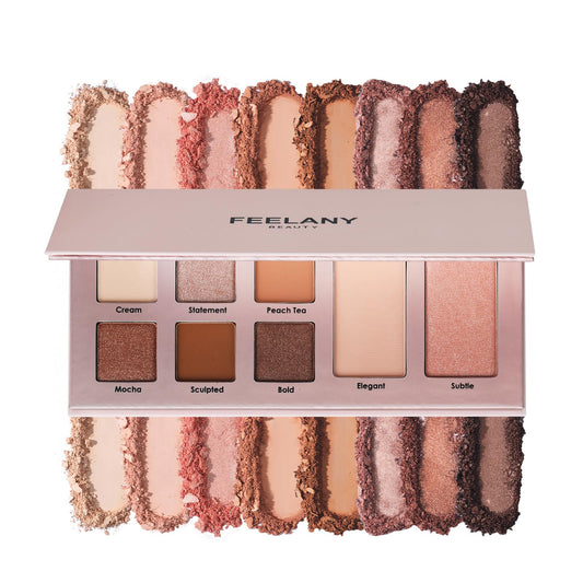 FEELANY PROFESSIONAL MAKEUP Long Lasting Waterproof Eyeshadow Palette 11 Ultra-pigmented Shimmer & Matte Shades and Naked & Brown Warm Neutral makeup palette with Mirror - Blendable Multi-Purpose