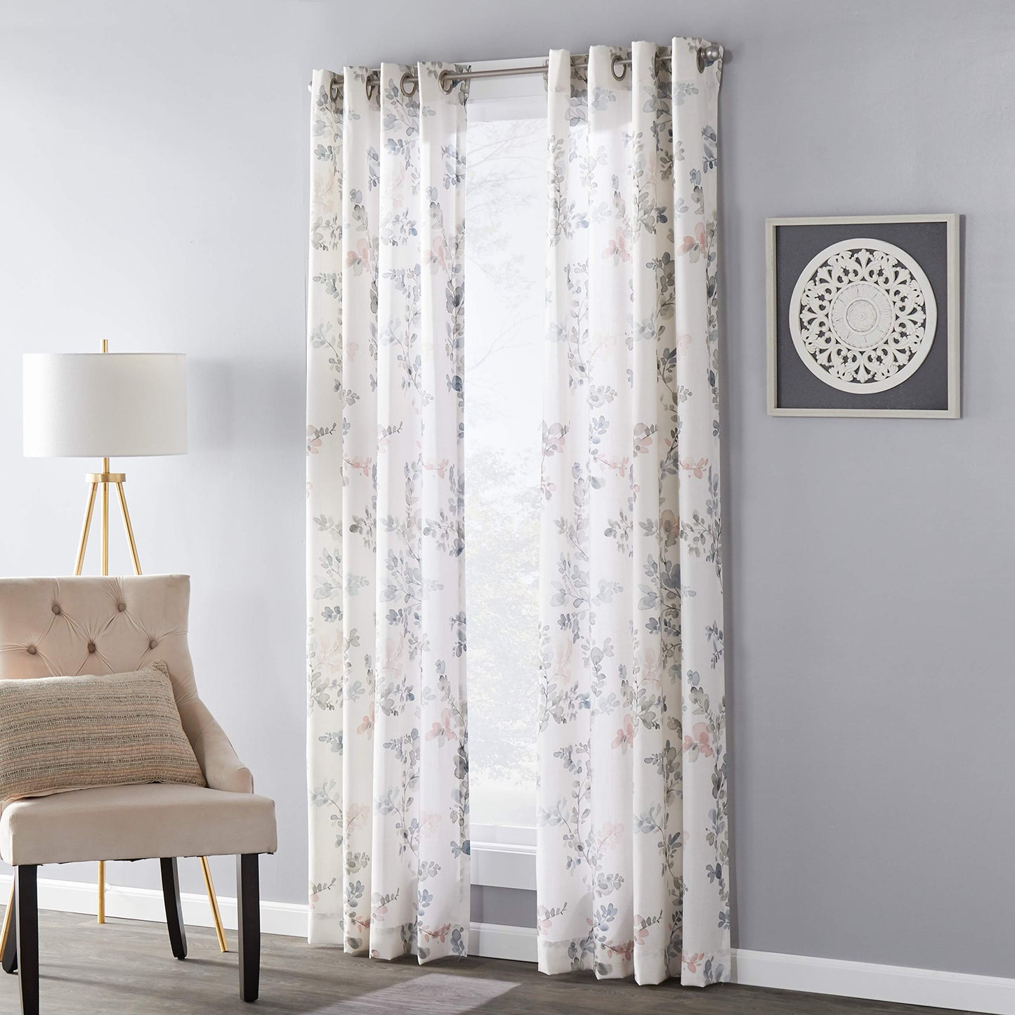 SKL Home by Saturday Knight Ltd. - U7320700G63P09 SUNSAFE Refresh Floral Panel, Blush, 40 inches x 63 inches