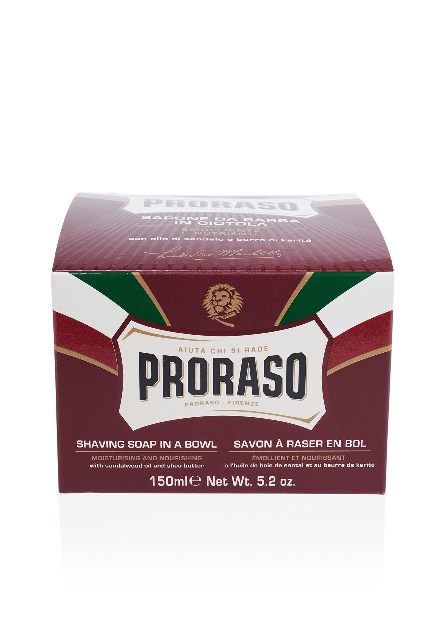 Proraso Shaving Soap - Sandalwood Oil & Shea Butter - Moisturizing & Nourishing Shave Soap in a Bowl for Coarse or Hard Beards - Premium Italian Shaving for Men - 5.2oz