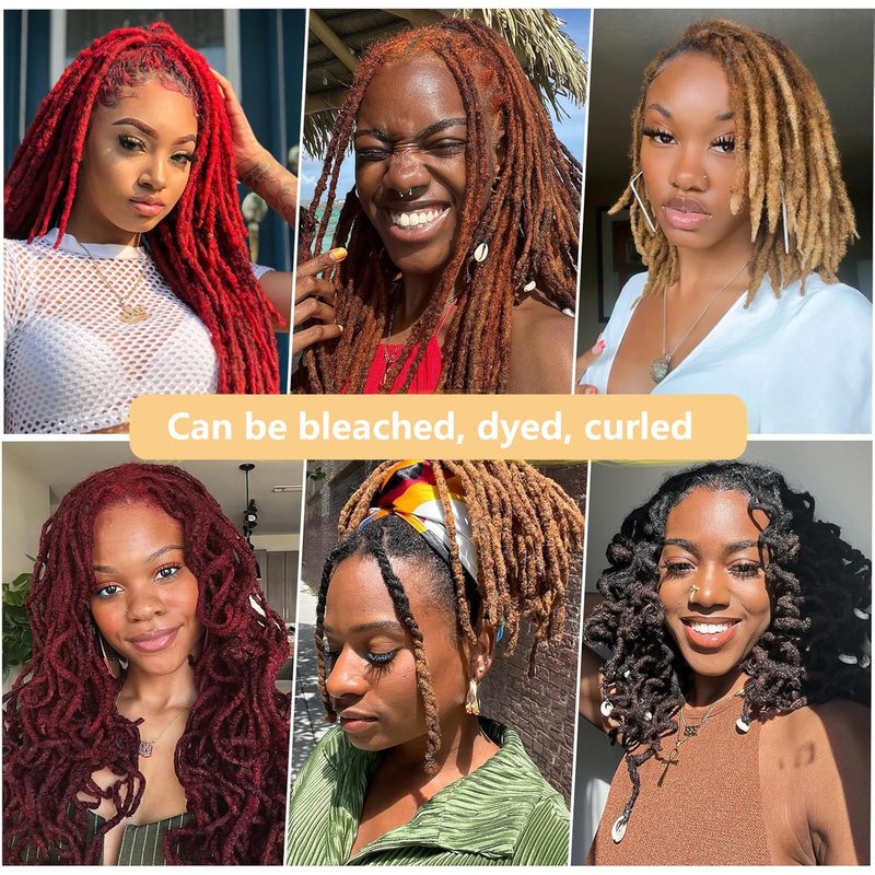 30 Strands Dread Extensions Human Hair, 0.6 cm Hand Made Locs Extensions Human Hair Natural Black Color for Women Men Kids Full Handmade Permanent Locs Can Be Dyed and Bleached 16 inches