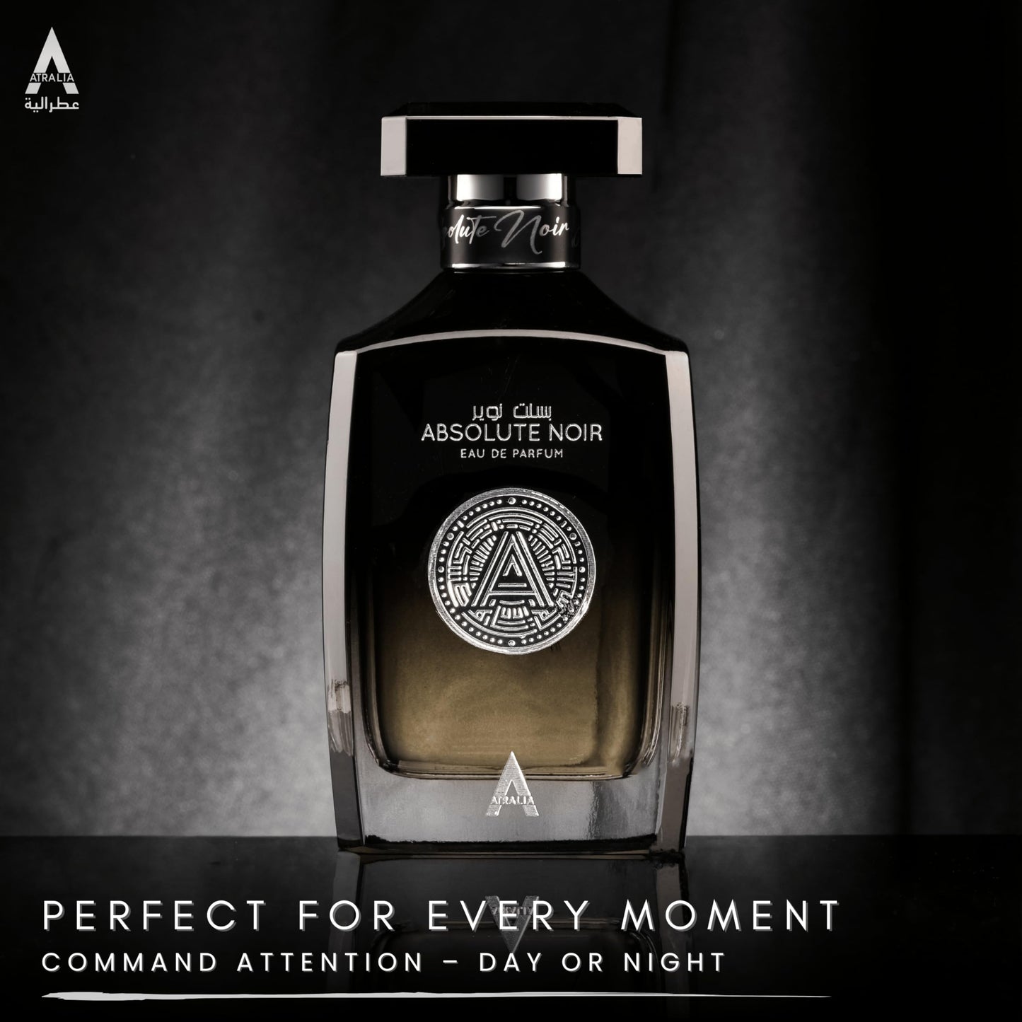 Atralia Absolute Noir Eau De Parfum for Men 100Ml 3.4Oz - Luxurious and Long Lasting Fragrances with Top Notes of Bergamot, Lemon, Grapefruit, Pink Pepper