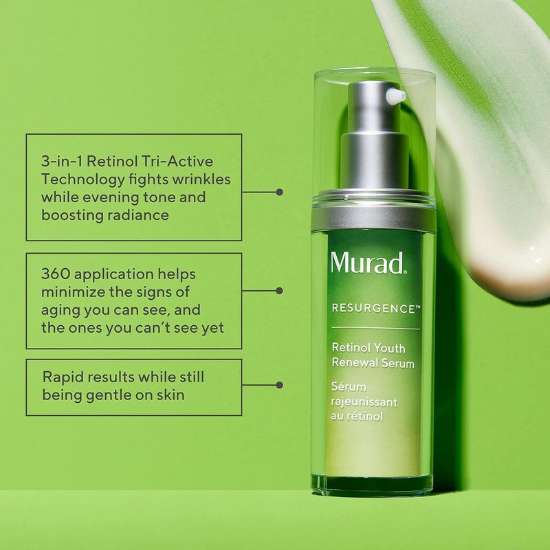 Murad Retinol Youth Renewal Serum - Fast-Acting Anti-Aging Treatment with Hyaluronic Acid & Swertia | Reduces Wrinkles & Firms Skin