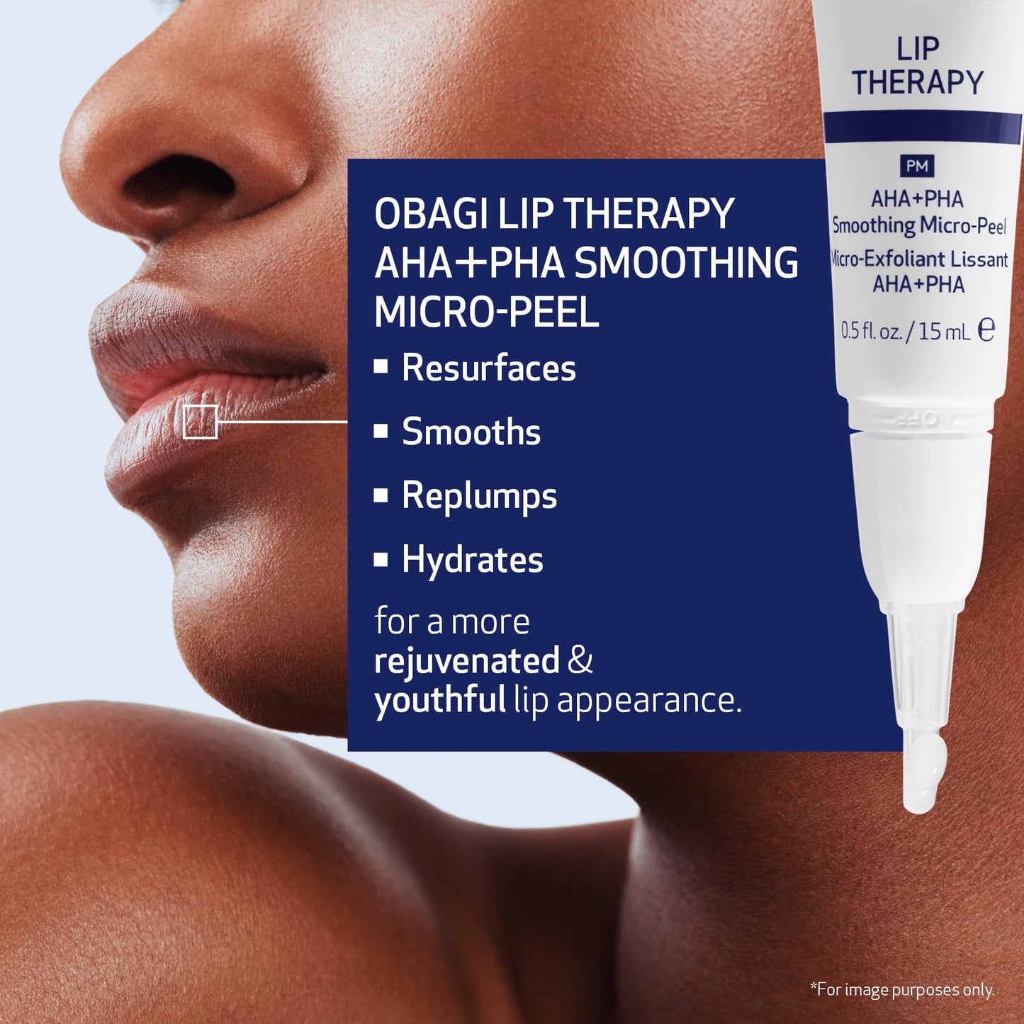 Obagi Lip Therapy AHA+PHA Smoothing Micro-Peel with Hyaluronic Acid – Overnight Mask Treatment Exfoliates, Plumps & Moisturizes Dry Lips for a Fuller, Smoother, More Youthful Appearance – .5 oz