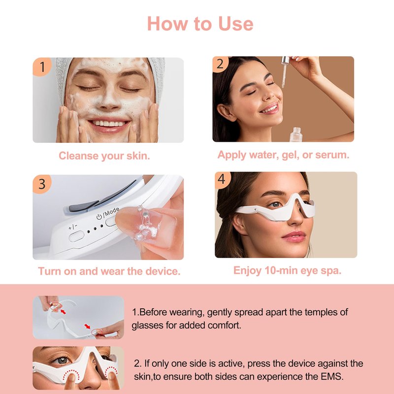 Elitzia Under Eye Red Light Therapy Beauty Device 4 Modes Red Light Therapy Glasses for Eyes Bags, Dark Circles, Puffiness, Wrinkles Fine Lines, Soothing and Refreshing for Women & Men ET110N