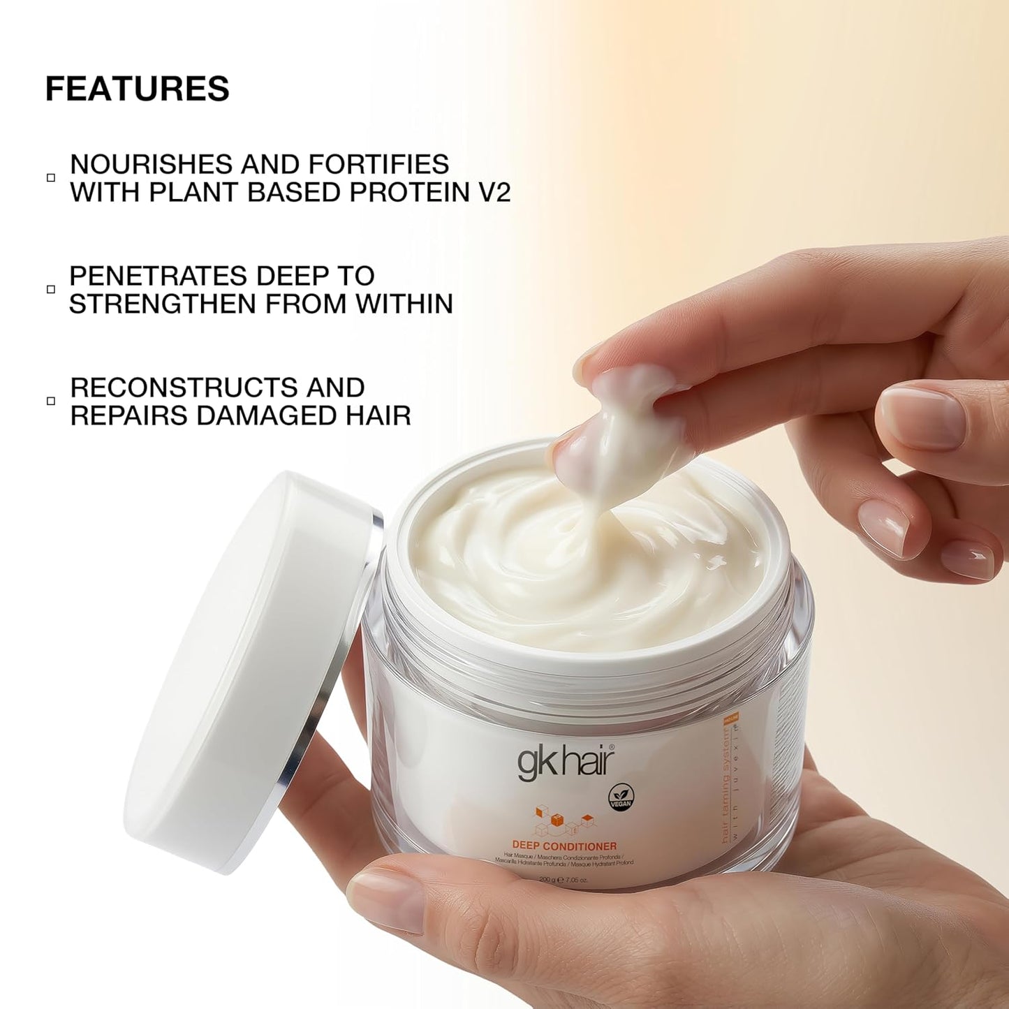 GK HAIR Vegan Deep Conditioner Hair Masque | Jojoba Oil & Natural Extracts for Hydrated, Revitalized Hair - 7.05 Oz