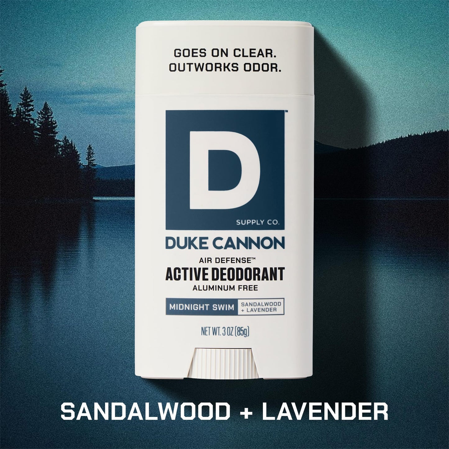 Duke Cannon Midnight Swim Aluminum-Free Deodorant for Men - Air Defense, Sandalwood + Lavender Scent, 3 oz – Long-Lasting, Clear Glide, Skin-Soothing Formula