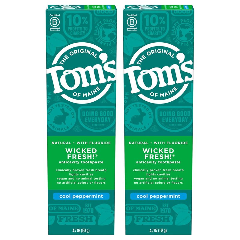 Natural Fluoride Toothpaste - Cool Peppermint Flavor | 4.7 oz. 2-Pack