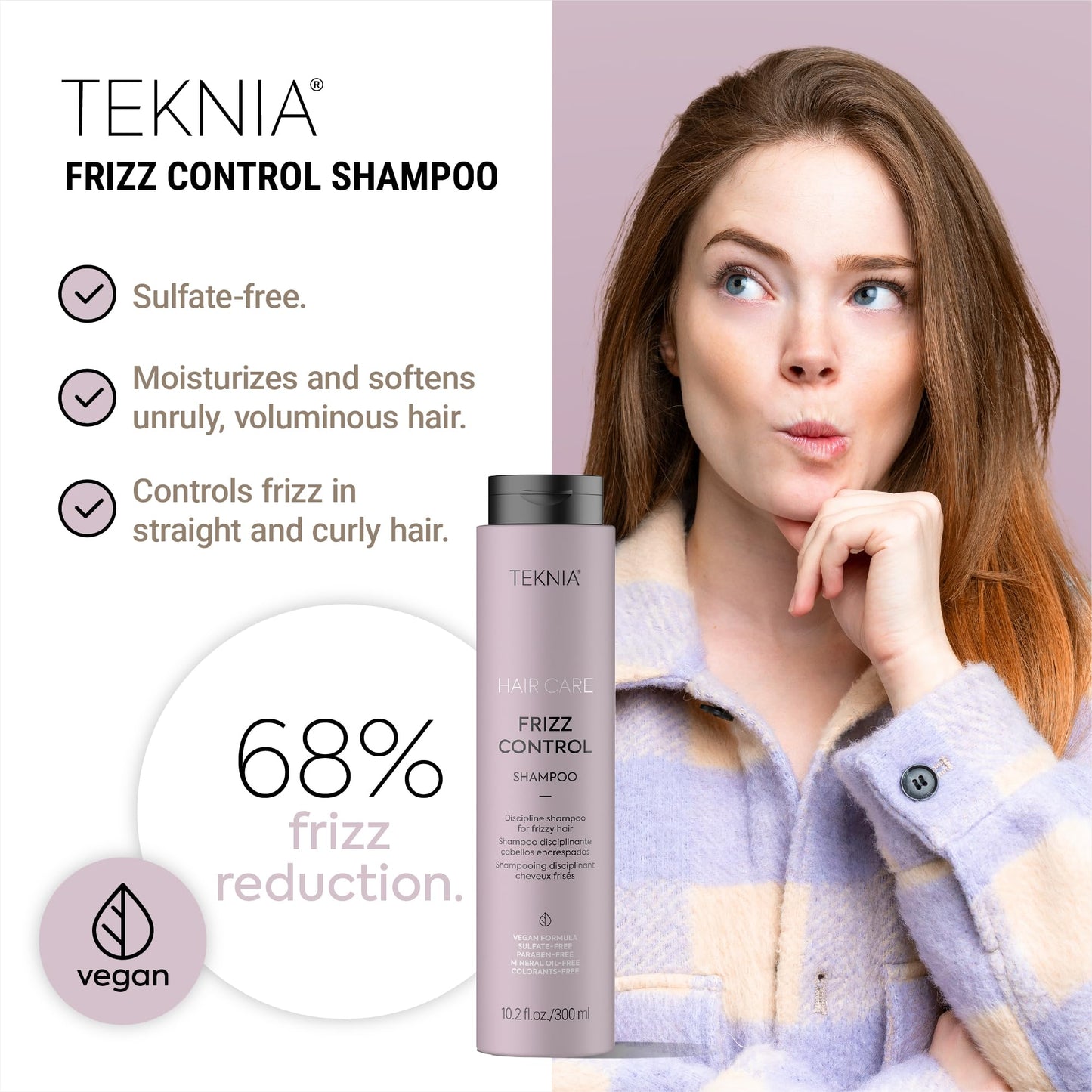 Lakmé Teknia Frizz Control Shampoo, Anti Frizz Shampoo for Frizzy or Curly Hair, 10.2 Fl Oz