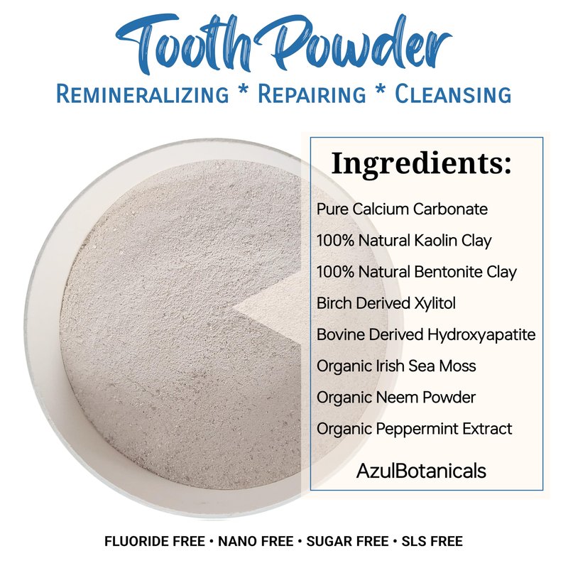 Remineralizing & Cleansing Oral Care - Tooth Powder, Cool Mint. Fluoride Free, SLS Free, Nano Free for Organic Oral Wellness (2 Ounces)