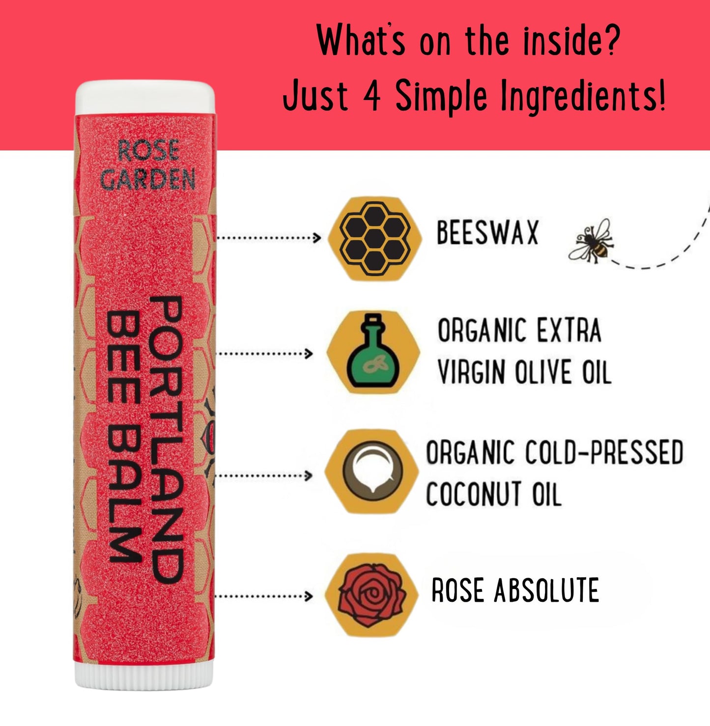 Portland Bee Balm All Natural Handmade Beeswax Lip Balm with Organic Coconut and Olive Oil (Rose Garden) - 9 Count | Natural Lip Balm, Cruelty Free, Plastic Neutral, | Organic Lip Balm