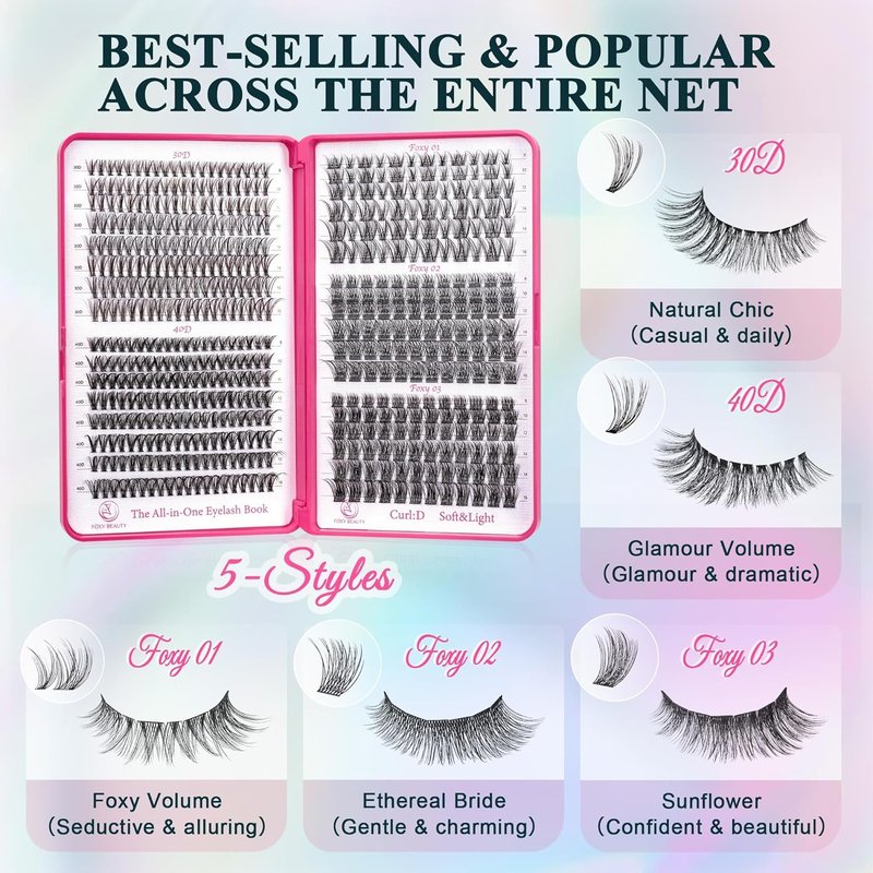 Lash Clusters - 30D/40D/50D/60D Natural Fluffy Eyelash Extensions | D Curl for DIY Home Use