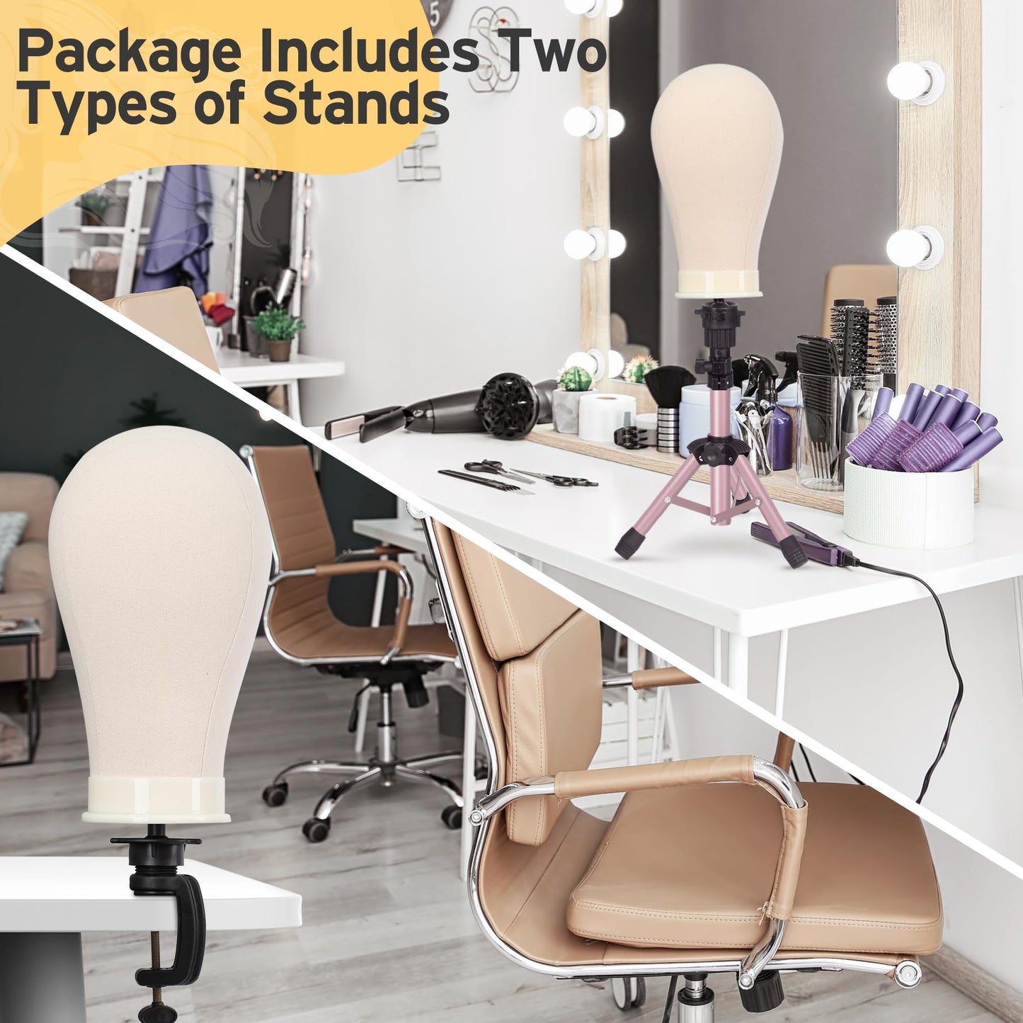 Klvied Wig Mannequin Stand with Head for Desktop,Rose Golden