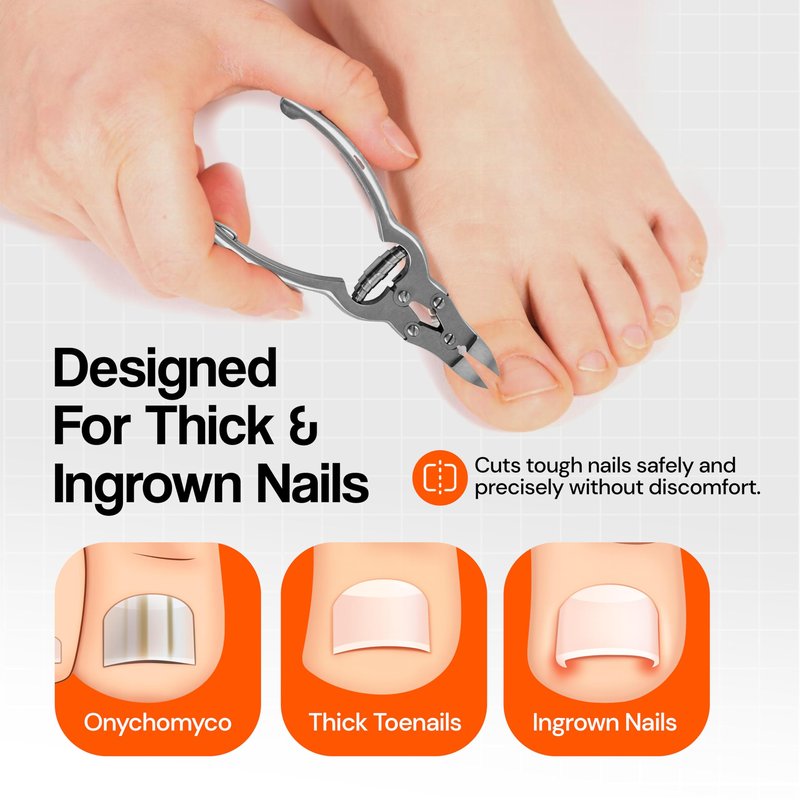 Toenail Clippers for Thick Ingrown Toenails - Professional Podiatry Nail Cutter Fingernail Clipper Trimmer Heavy Duty Surgical Grade Stainless Steel Men Seniors Adults Podiatrist Tool Krisp Beauty