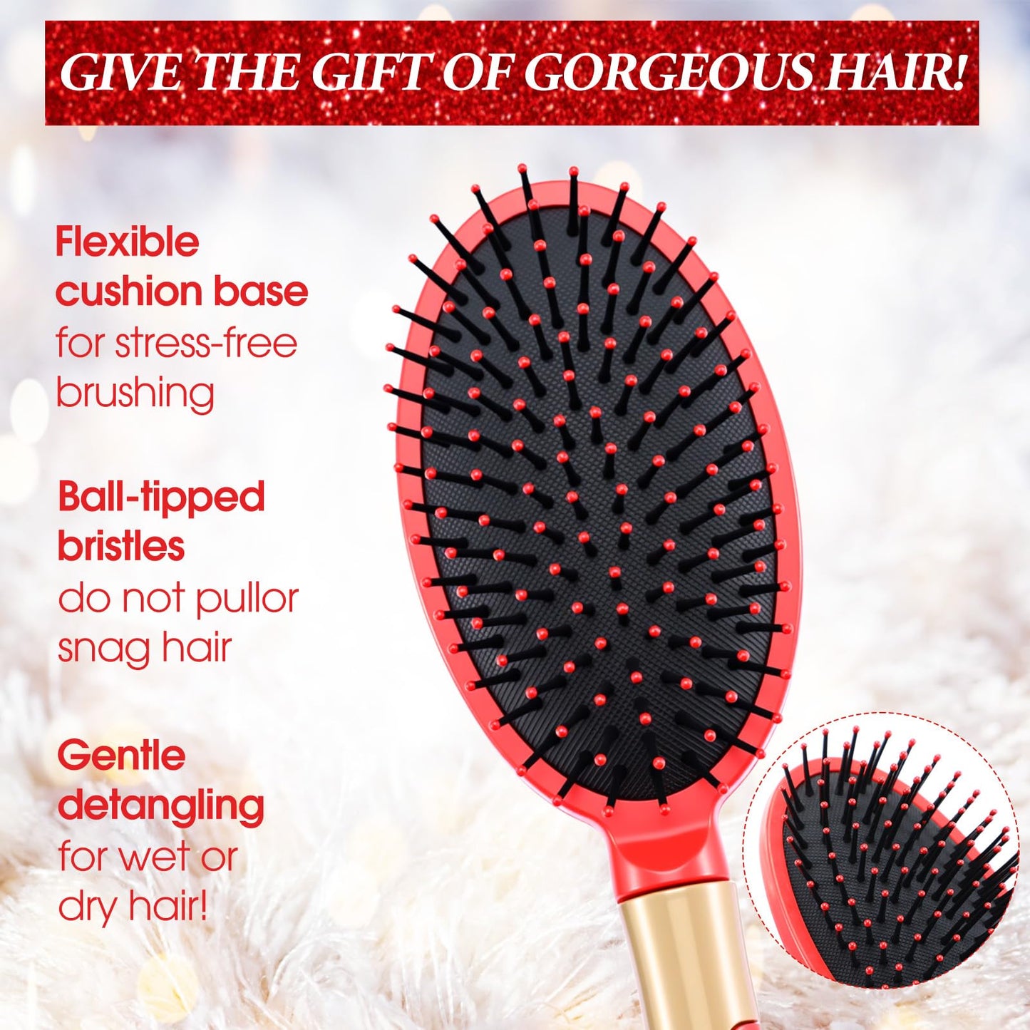 Zubebe 14 Pcs Hair Brush Bulk Travel Detangling Red and Green Detangler Brush with Soft Bristles for Women Gift Bulk