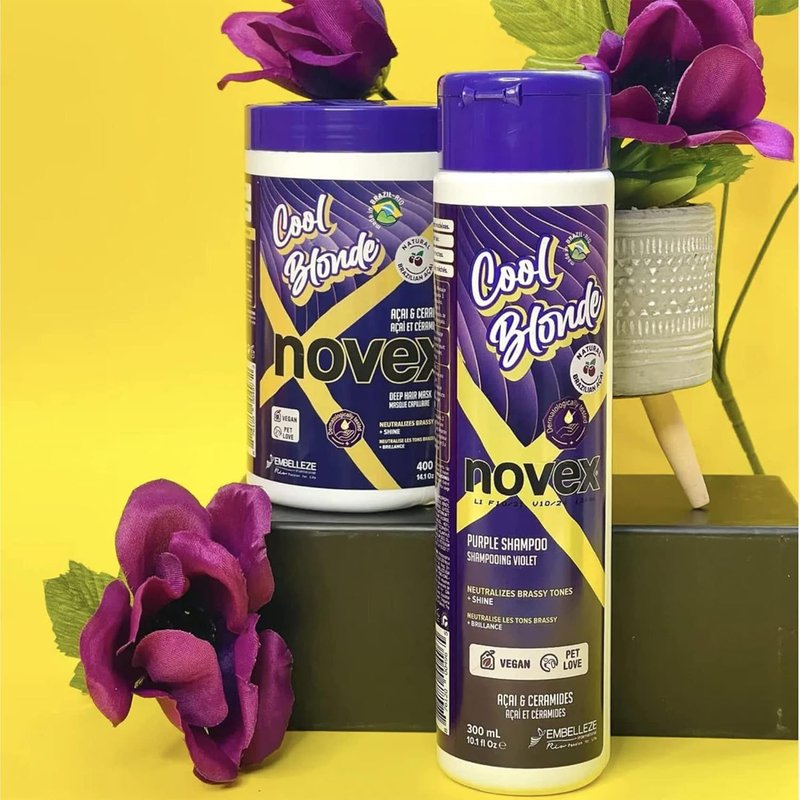 NOVEX Cool Blonde Purple Toning Shampoo - Neutralizes Brassiness with Acai Extract & Ceramides | 10.1oz (300ml)