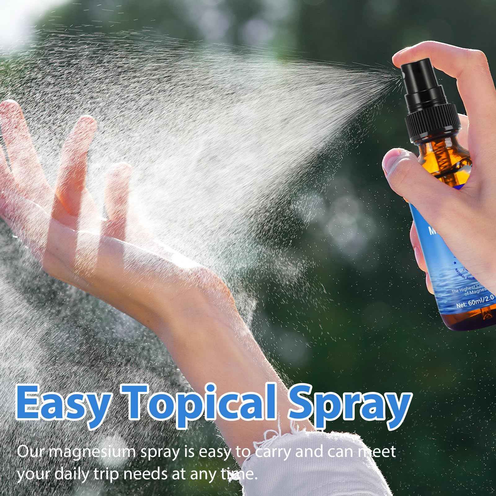 Magnesium Oil Spray - Magnesium Oil for feet - 100% Pure Magnesium Oil Spray Organic Natural Magnesium Spray - Nourish The Skin - Easy to Absorb and Use - Glass Bottle 2 fl oz (1pcs)