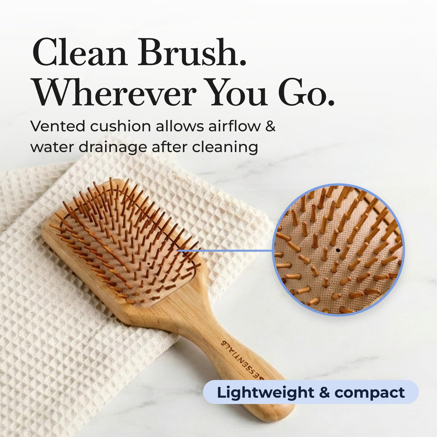 ZWS Bamboo Hair Brush, Wooden Hairbrush for Static & Frizz-Free Styling, Natural Scalp Massage Detangling Brush with Eco-Friendly Bristles for All Hair Types, Travel Friendly Beauty Tool
