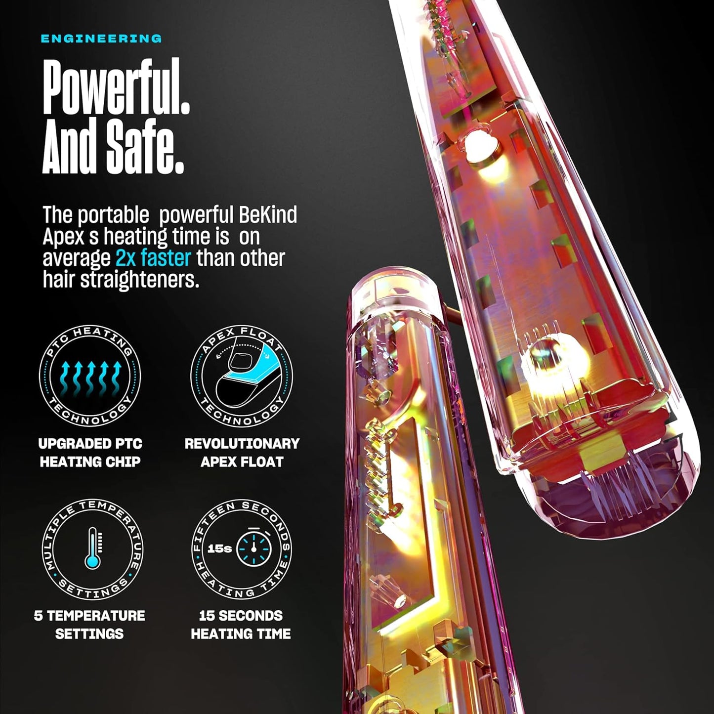 Apex 2-in-1 Hair Straightener & Curler - 460°F Fast Heating, UltraSmooth Tech | Crystal Blue Gift Set for Women