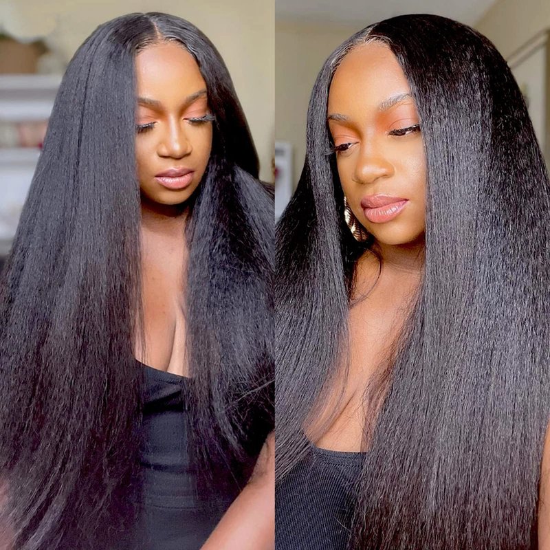 Kinky Straight Bundles Human Hair 18 inch Yaki Straight Hair 1 Bundle 10A Brazilian Kinky Straight Human Hair Weave Extensions For Black Women 100g/bundle Natural Color