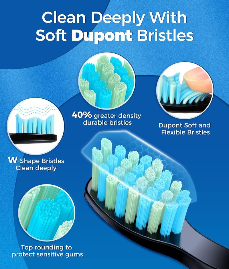 Sonic Electric Toothbrush - 8 Brush Heads, Rechargeable, 40000 VPM Deep Clean | Travel Case, Black