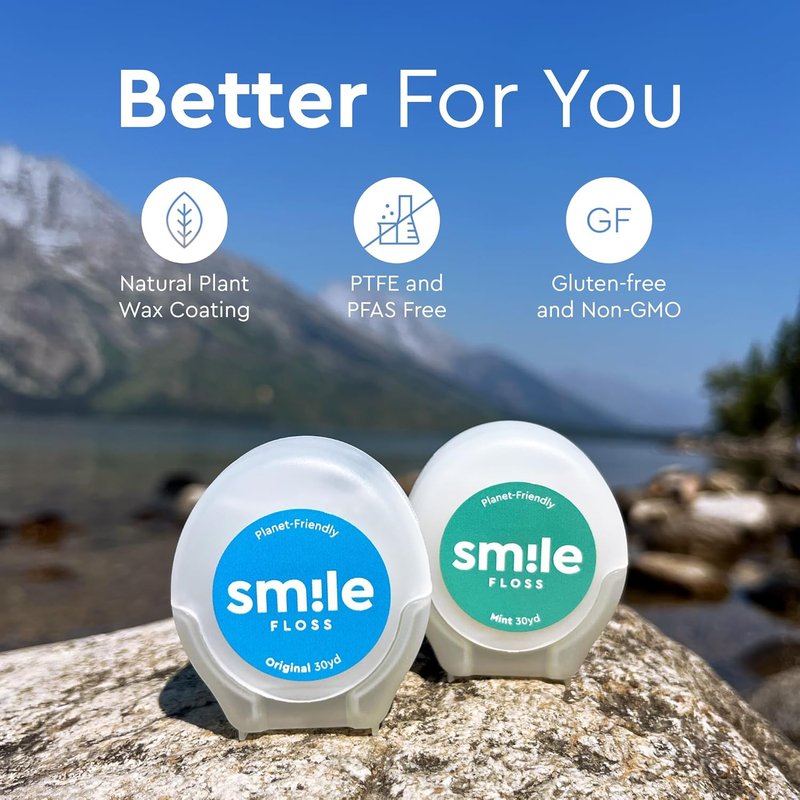 Smile Expanding Floss - Premium Waxed Dental Floss for Plaque Removal | Natural Mint, 2-Pack (30 Yards Each)