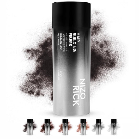 NIZORICK - Hair Thickening Fibers for Thinning Hairline - 28g Fill In Fine or Thinning Hair - Instantly Thicker Looking - Waterproof Root Touch Up Hair Color Powder for Men & Women (Black)